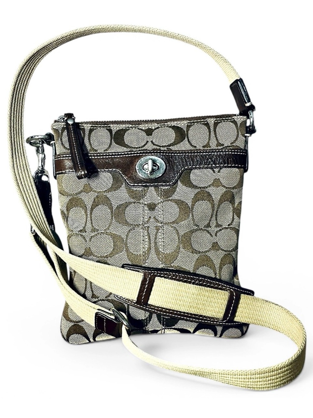 Coach Khaki Signature Classic Crossbody Bag | No. DO849-40688